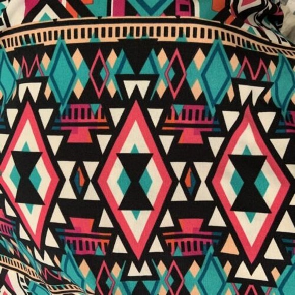 Haani Dress Womens Size XL Geometric Bell Sleeves Below Knee Chain Neck Colorful - Picture 5 of 6